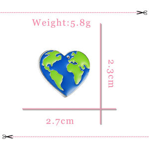 สีเขียวหัวใจโลกแผนที่โลกป้ายหมุดเข็มกลัดหมวกเสื้อผ้ากระเป๋าเคลือบพิน Travel สัญลักษณ์ที่ระลึก Unisex เครื่องประดับของขวัญ - Product Image 5