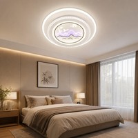 Plafonnier LED rond en bambou vert de Zhongshan, 3 couleurs à intensité variable, panneau artistique en bambou pour bureau, chambre et salon