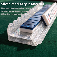 Supports de Mahjong en Acrylique Argenté Scintillant de Luxe avec Bord Ondulé 17,5/20 Pouces, Supports pour Tuiles de Mahjong, Accessoires de Mahjong