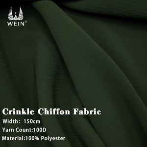 WI-B05 Factory Price <strong>China</strong> Supplier Woven Olive Night Plain Dress <strong>Fabric</strong> Pure Crinkle Chiffon <strong>Fabric</strong> - Product Image 1