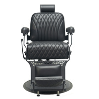 Fauteuil de barbier classique de luxe, structure en métal chromé doré, appui-tête réglable, fauteuil inclinable pour salon de coiffure, équipement de salon de barbier