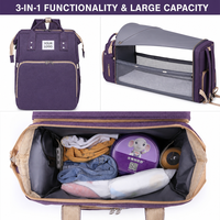 Sac à dos à langer avec lit bébé pliable, auvent pare-soleil, sac de maternité imperméable avec poches isothermes, sangles de poussette, OEM