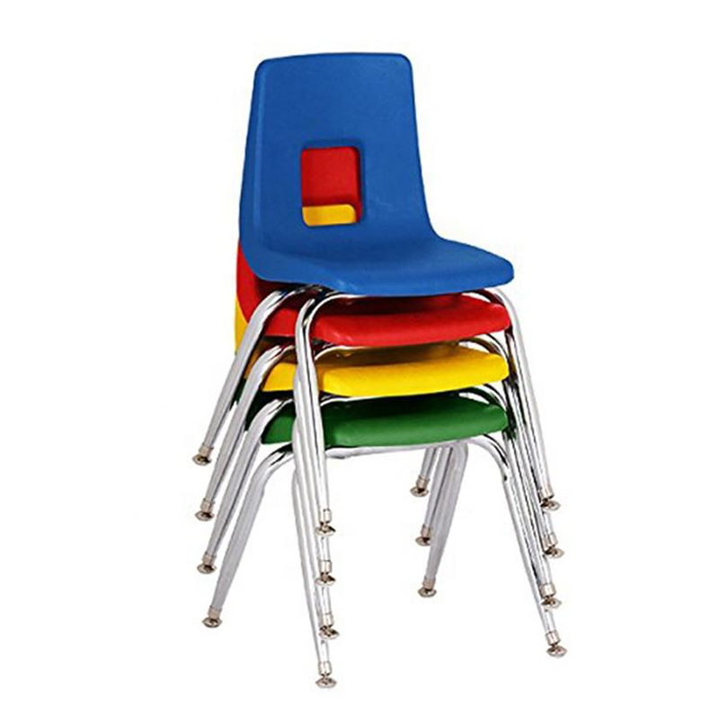 ZOIFUN School Furniture Durable Chrome Frame Plastic Stackable School Chairs