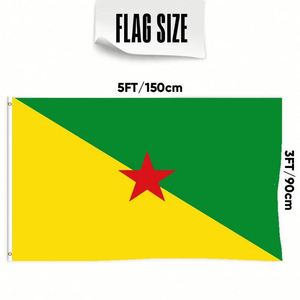 Bandera de Guyana Francesa de 3x5 pies, de poliéster, con dos ojales de latón, de una sola capa, para colgar en exteriores e interiores. - Product Image 2