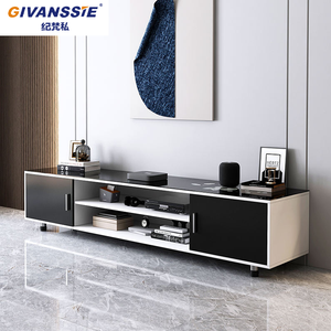 ตู้วางที<span class=keywords><strong>ว</strong></span>ีไม้สำหรับห้องนั่งเล่นสมัยใหม่ พร้อมลิ้นชักเก็บของแบบ LED และชั้นวางปรับระดับได้ - เฟอร์นิเจอร์ไม้รักษ์โลก - Product Image 2