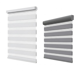 Persiana Enrollable Doble Motorizada de Metal, Opaca y <span class=keywords><strong>con</strong></span> Diseño Impermeable para Ventanas Exteriores Tipo Oriel - Estilo ROMANO Contemporáneo - Product Image 1