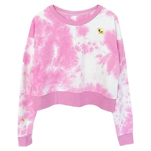 Winter Women High Waist Croptop Hoodie Fleece 100% Polyester Tie Dye Eco-Friendly Breathable Streetwear - Product Image 1