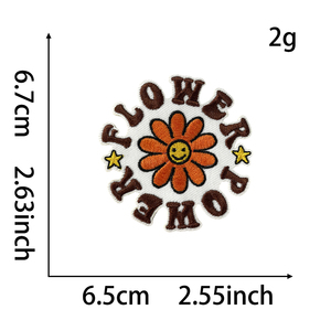 Appliques brodées rétro années 70 style groovy <span class=keywords><strong>en</strong></span> chenille, motifs hippie bohème, Flower Power, champignons et <span class=keywords><strong>arc</strong></span>-<span class=keywords><strong>en</strong></span>-<span class=keywords><strong>ciel</strong></span> pour veste <span class=keywords><strong>en</strong></span> jean - Product Image 6