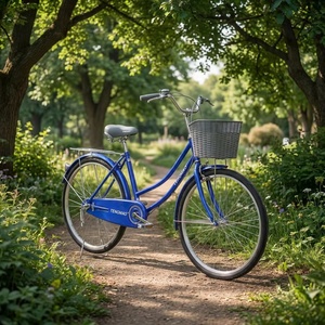 Vélo de ville rétro bleu roi 26 pouces pour femme, classique, avec panier avant et porte-bagages arrière pour filles - Vente en gros - Product Image 2
