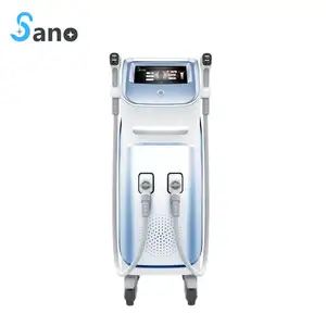 Mesin Laser Penghilang Rambut Diode Dua Pegangan 808 Diode Laser Es Perangkat Penghilang Rambut Laser Alat Tulis 4000W untuk Komersial