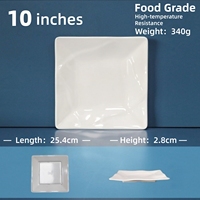Ensemble d'assiettes carrées en mélamine de 10 pouces, motif uni, minimalisme moderne, résistant aux chocs, assiette spécifique pour les cantines de restauration rapide