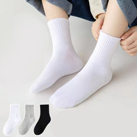 Enfants école noir blanc gris doux coton biologique quart jeunesse garçons filles enfants chaussettes logo personnalisé