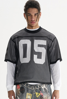 T-shirts courts oversize tendance pour l'été, style streetwear, maillot de football en maille, design vierge, impression sérigraphique de lettres