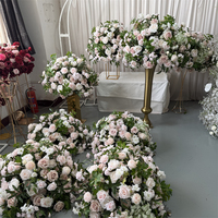 Nouvel Arrivage – Arrangements Floraux de Mariage en Gros de 70 cm : Roses Roses Romantiques et Hortensias Verts pour Décoration de Table
