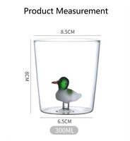 Mignon verre à eau transparent en verre borosilicate fait main 3D (canard/baleine/écureuil) 300 ml, résistant à la chaleur, compatible micro-ondes et lave-vaisselle