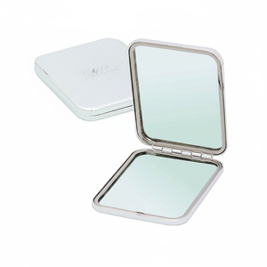 Miroir de maquillage carré compact 45x60 mm double face avec cadre argenté pour les voyages et l'usage quotidien - Product Image 2