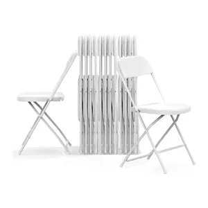 Outdoor portable stackable commercial seat lightweight white plastic folding party dining chairs