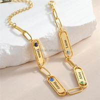 Yiwu Aceon Velle Bracelet personnalisé en acier inoxydable avec noms de famille gravés avec trombone chaîne multi-pierres