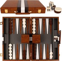 Jeu de Backgammon Deluxe de 19 pouces, étui de voyage en PU, plateau marron, jeux de société classiques
