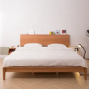 Latest modern simples de madeira sólida dupla frame da cama quarto mobiliário de design