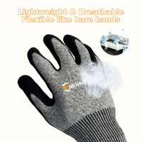 Guantes de Seguridad Certificados CE EN388 4X42C, 13G HPPE, Recubiertos de Nitrilo Arenoso, Anticorte, Nivel 5