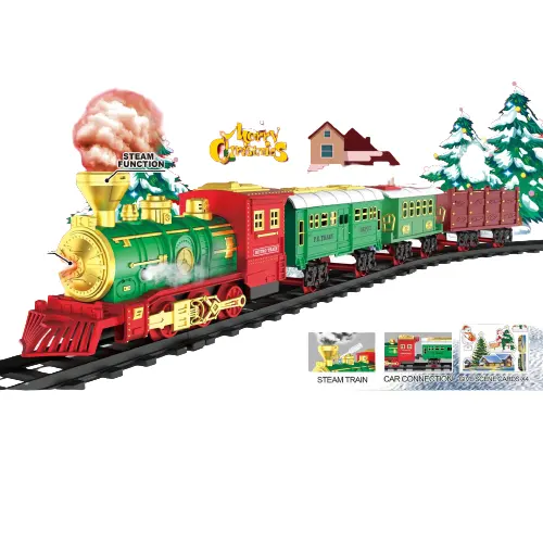 Weihnachts dekor Großhandel Classic Retro Electric Batterie betrieben Musical Light Rail Car Track Eisenbahn Spielzeug zug mit Rauch