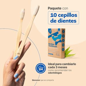 Juego de cepillos de dientes biodegradables <span class=keywords><strong>B</strong></span> Life con 10 piezas y cerdas de nailon medianas para adultos - Product Image 3