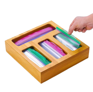 Organisateur de rangement en bois sculpté avec fermeture éclair, capacité de 3 à 6 L, pour sandwichs et collations - Product Image 1