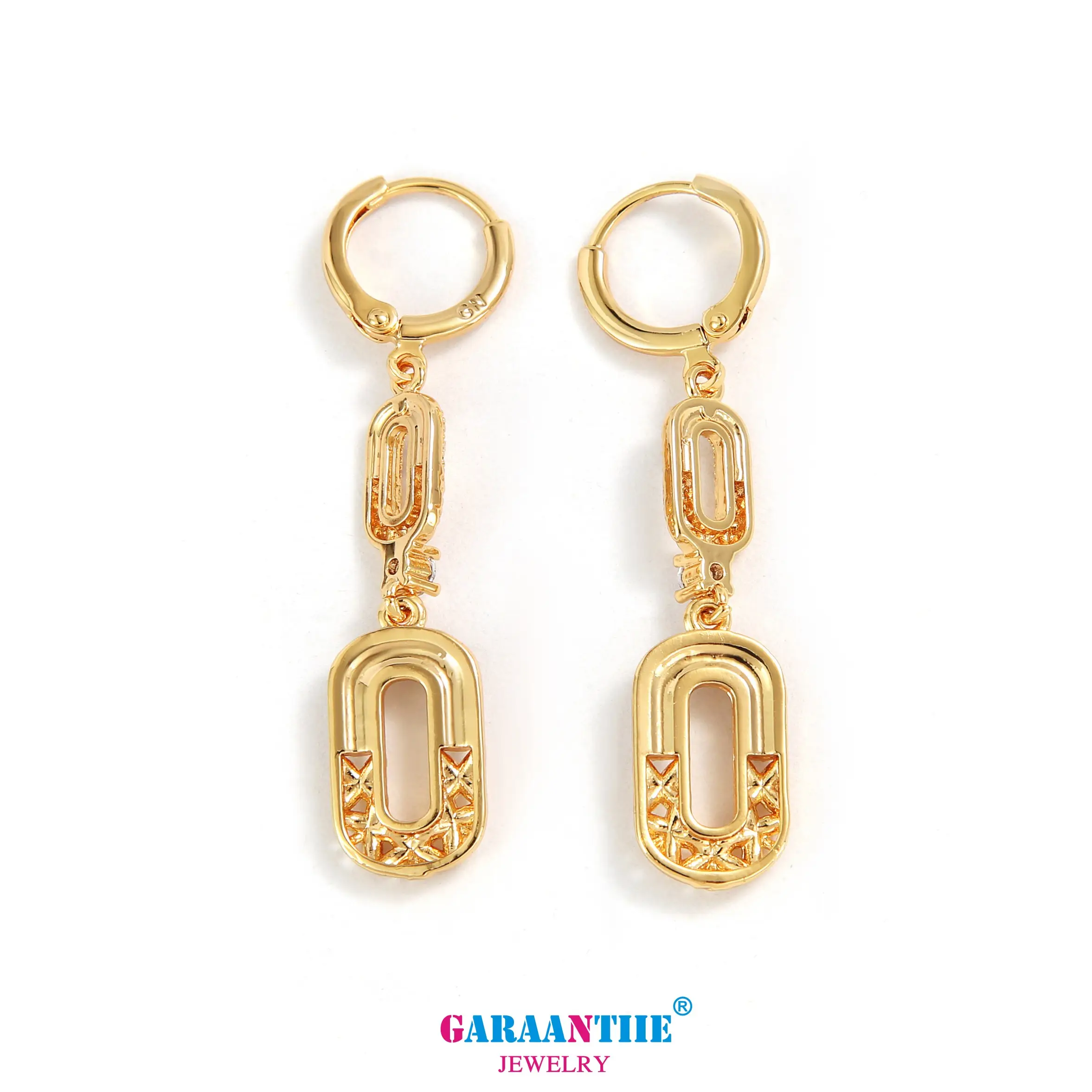 GARAANTIIE Gold Plated 18K Jewelry Set White Zircon Gem Long Luxury Exquisite Necklace Earring Bracelet Ring Set