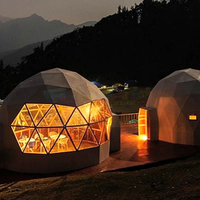 Tenda Domo Geodesik Transparan Kain PVC 4 Musim untuk Glamping Mewah, Hotel Mewah, Tenda Domo Geodesik