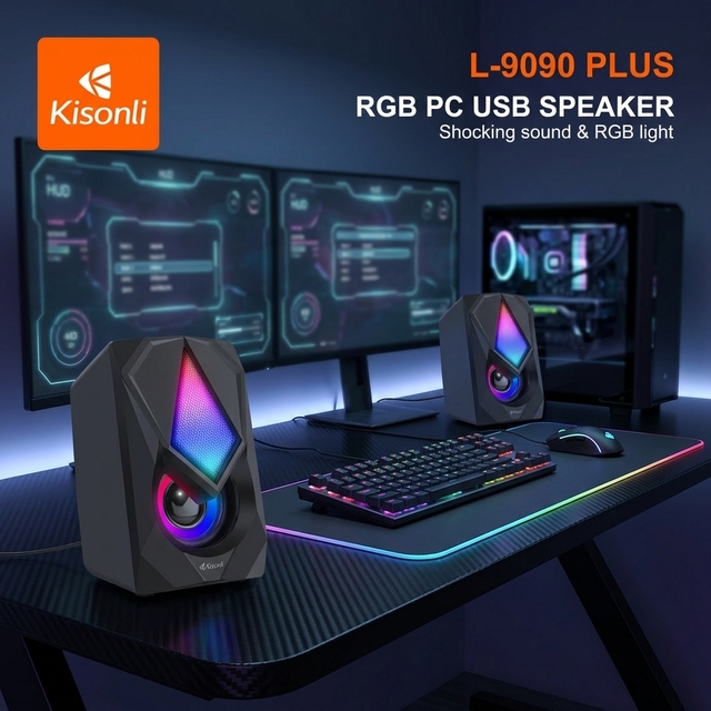 Kisonli L-9090plus Mini Jbls Boombox 2 Home Theatre System Wireless Mini RGB 2.0 PC Gaming Computer Speaker
