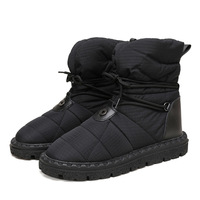 Soldes Exceptionnelles : Bottes de Neige Mi-Mollet pour Femme – Design Noir Chic, Doublure Chaude et Épaisse, Semelles Antidérapantes