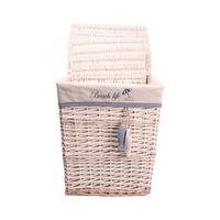 Grand panier en rotin flexible fait à la main Poubelle à linge en osier durable Doublure en coton détachable Rangement à domicile Cartons d'organisation