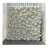 Nouveauté Décoration d'événement de mariage Mur de fleurs en soie 3D 5D Rouleau de mur de fleurs en rose blanche Toile de fond Design de luxe