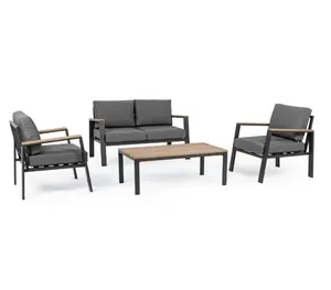 Nhà Máy Tùy Chỉnh Vườn Thiết Lập Cao End Patio Vải Tất Cả Các Thời Tiết Sofa Ngoài Trời Gỗ Tếch