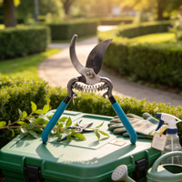 Forgé robuste 55 #   Sécateur manuel en acier pour droitiers, coupe jusqu'à 20 mm, poignée en PVC bleue, garantie 3 ans, pour la taille des arbres fruitiers