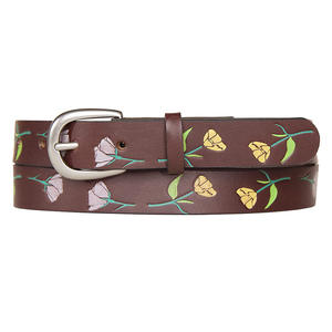 Diseño original personalizado pequeño orquídea vaca ocultar aleación hebilla animal estampado moda retro cinturón decorativo para mujer - Product Image 1