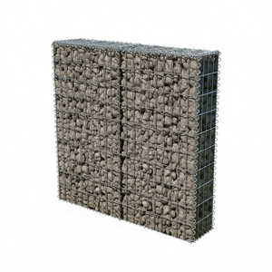 Muro in gabbioni di acciaio zincato 39,4x7,87x39,4 pollici con coperture per paesaggistica e decking - Product Image 1