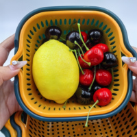Keranjang Tirisan Multifungsi 6 Buah untuk Mencuci dan Menyimpan Buah dan Sayuran, Keranjang Tirisan Plastik, Laris Terjual