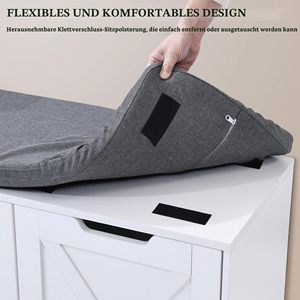SENYU White Farmhouse Entryway <b>Shoe</b> <b>Bench</b> <b>with</b> Cushioned <b>Seat</b> and <b>Storage</b> Drawers for Hallway Furniture - Product Image 3