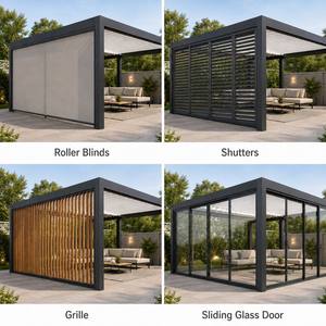 Pergola extérieure en aluminium avec toit à lames orientables, drainage imperméable, terrasse, jardin, <span class=keywords><strong>restaurant</strong></span>, sur mesure - Product Image 4