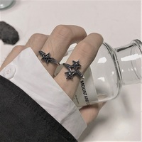VAF Bague unisexe en acier inoxydable vintage Star Acero-Inox Joyeri Anillos pour homme en or 18 carats pour garçon