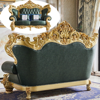 Ensemble de canapés en cuir véritable européen, style américain, en bois massif haut de gamme, pour salon, combinaison 123, luxe sculpté, pour villa