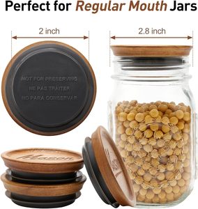 Couvercles en bois d'acacia massif pour bocaux Mason à ouverture standard, accessoires <span class=keywords><strong>de</strong></span> mise en conserve réutilisables - Product Image 3