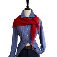 Nouvelle Écharpe Longue Triangulaire Rouge pour Femme – Accessoire Hiver Polyvalent : Châle/Boléro Tricoté Chaud Couleur Unie 100% Coton
