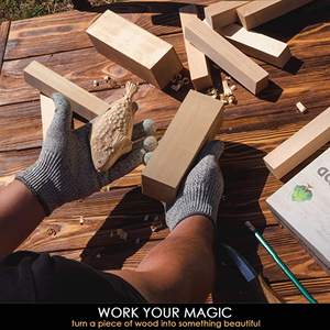 Bâtons de blocs de cubes en tilleul non finis de taille personnalisée, pratique pour débutants, blocs de sculpture sur bois, pin, blanc naturel non fini - Product Image 4