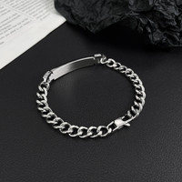 Bracelet en acier inoxydable gravé au laser personnalisé, minimaliste, avec chaîne cubaine, pour homme et femme, bijoux