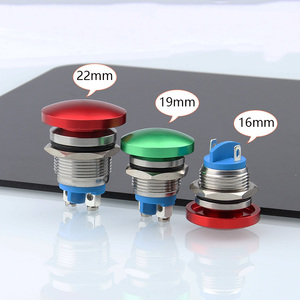 Bouton poussoir en métal à tête de champignon 16mm 19mm 22mm, étanche, à réinitialisation automatique, bouton de démarrage rouge/vert, bouton de commande au pied pour soudage - Product Image 4