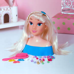 Tête de mannequin en PVC de haute qualité de 48 cm - Perles, élastiques et brosse pour la pratique de la coiffure des enfants, le jeu quotidien et les cadeaux - Product Image 2