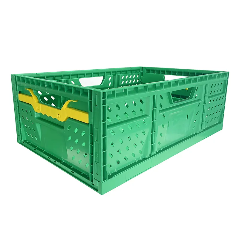 Turnover Ventilate Folding Plastic Collapsible Storage Stackable Collapsible Fruit Folding Basket Vegetable Crates